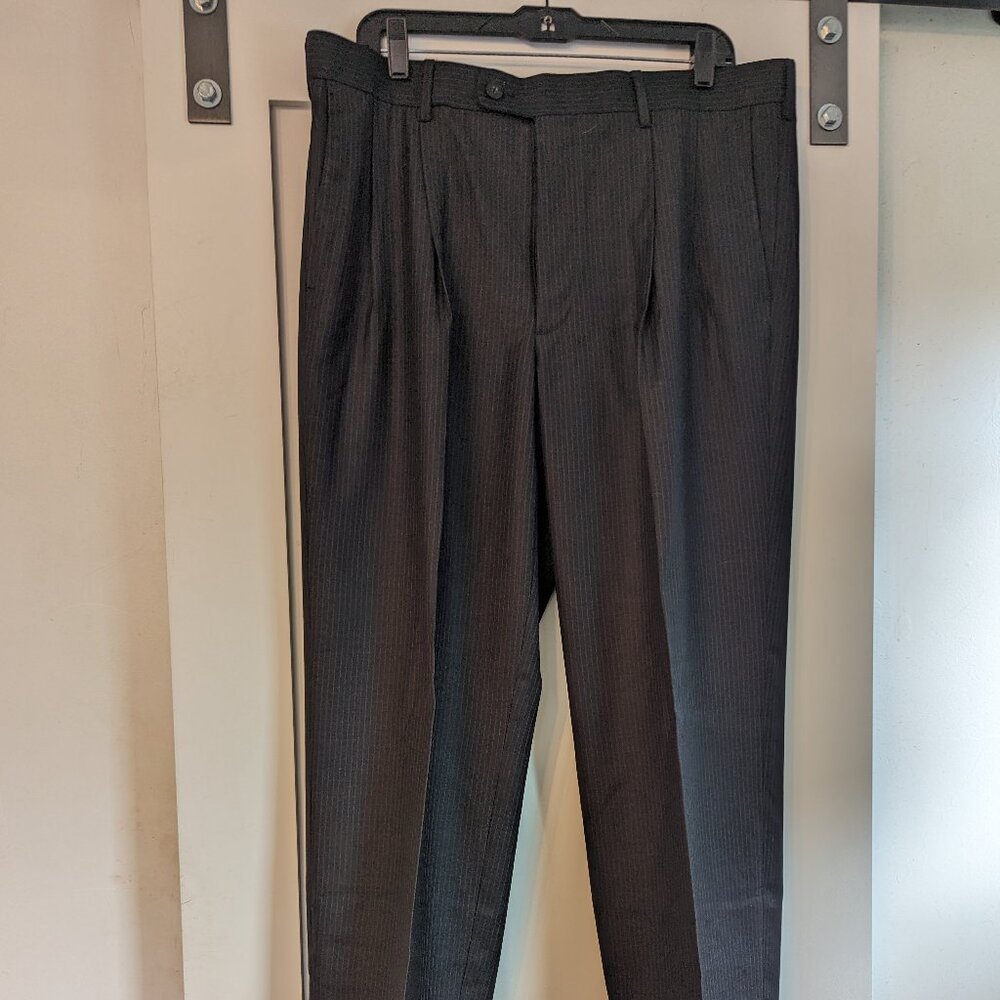 Men's Axist Black Pinstripe Dress Pant - 38x32